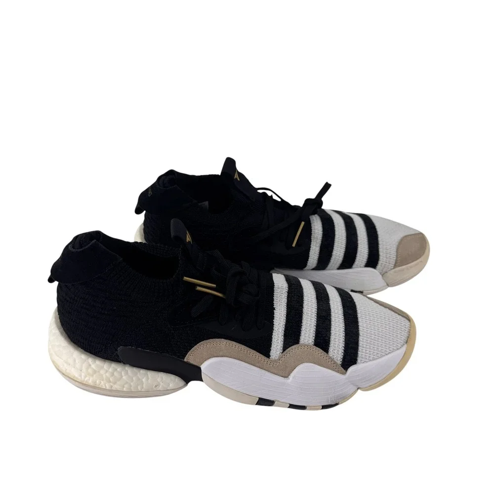 Adidas Trae Young 2.0 Basketball Shoes Mens 13 Black White Striped Gold H68999